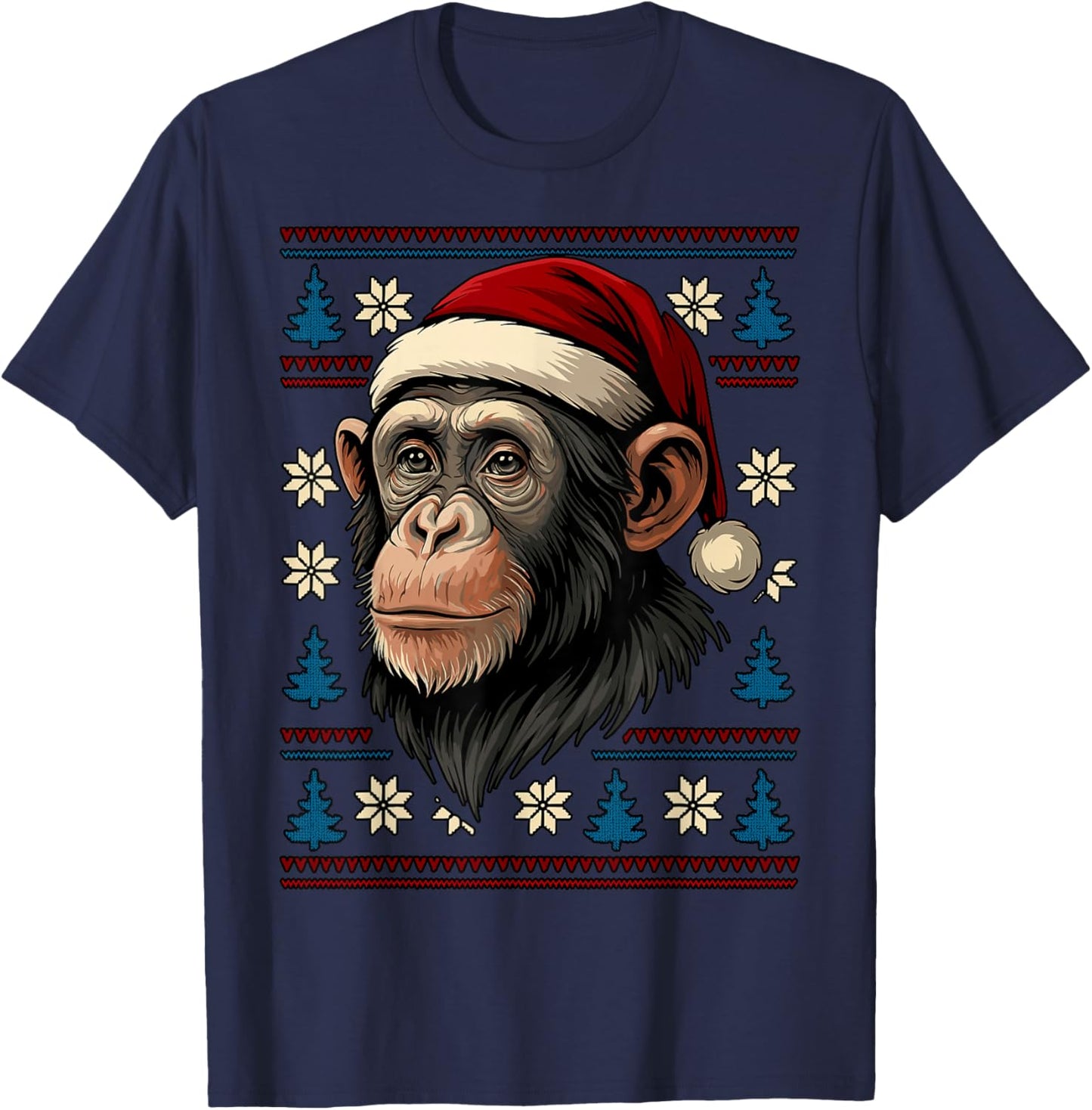 Monkey Ugly Christmas Sweater T-Shirt - T-Shirt | Navy