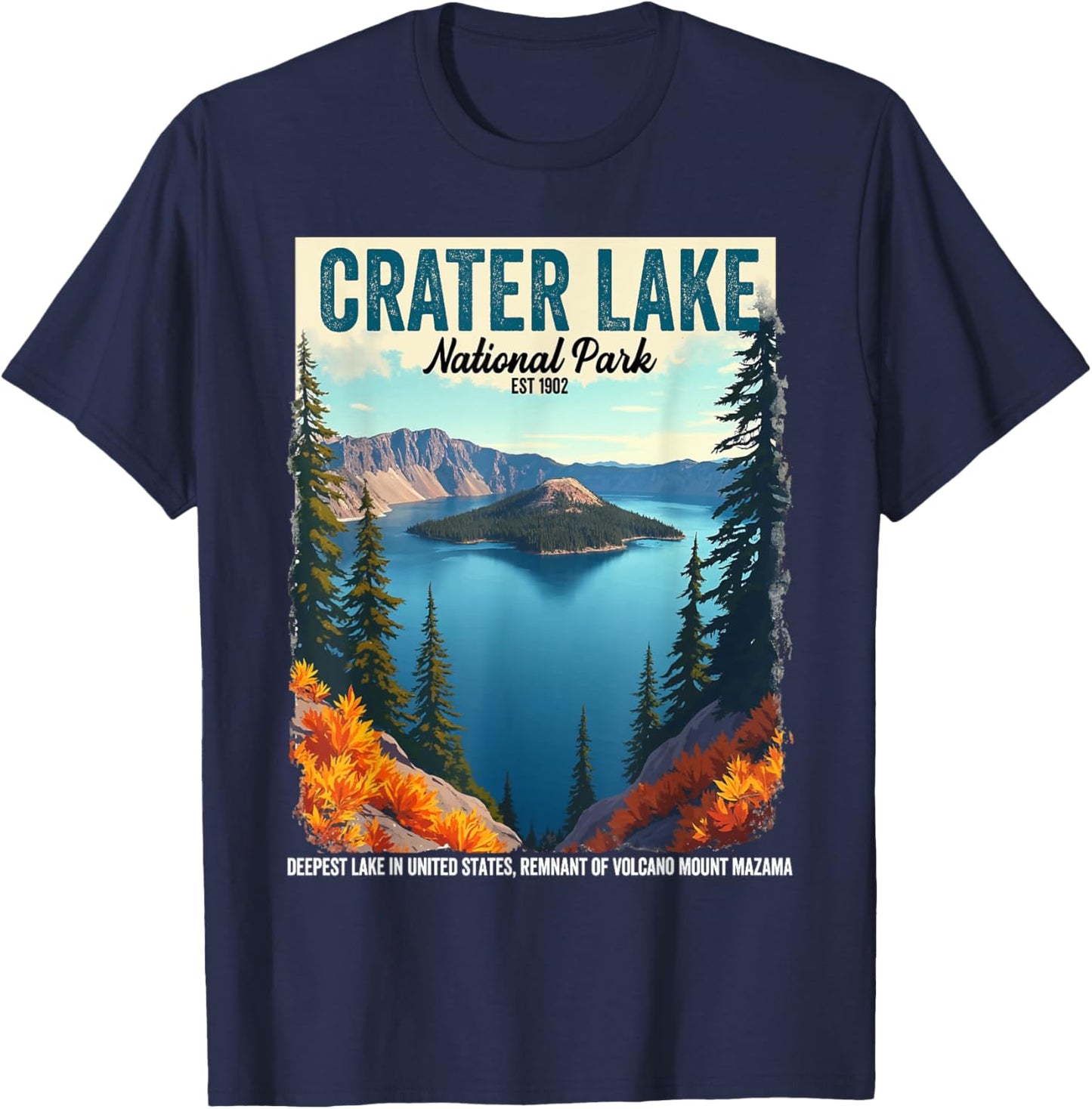 Crater Lake National Park Hiking Camping Hiker Camper T-Shirt - T-Shirt | Navy