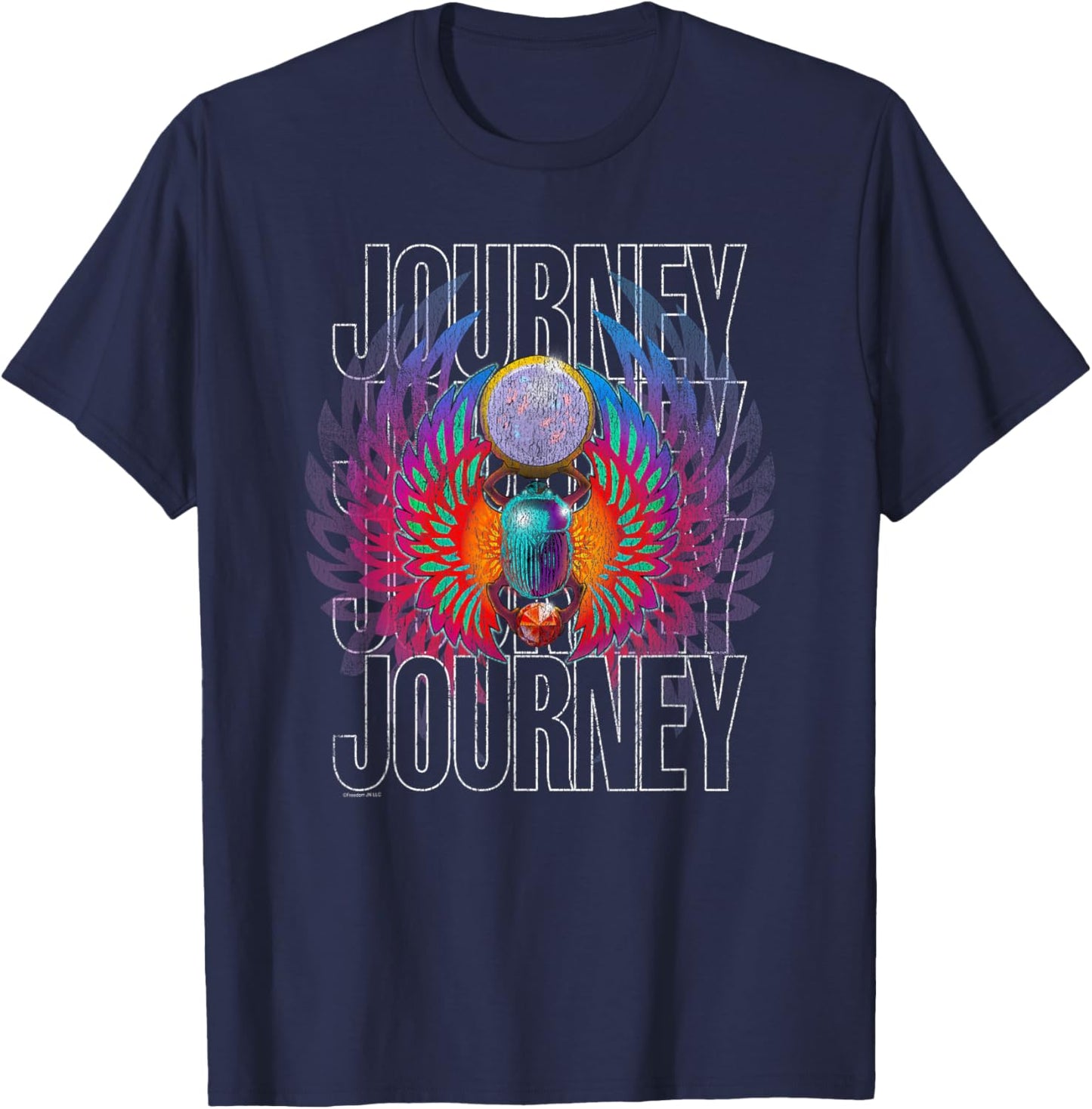 Journey Infinity Wings Vivid Scarab Vintage Band T-Shirt - T-Shirt | Navy