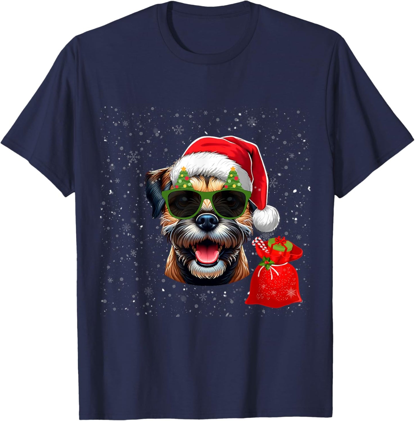 Border Terrier Dog Lover Men Women Kids Christmas T-Shirt - T-Shirt | Navy