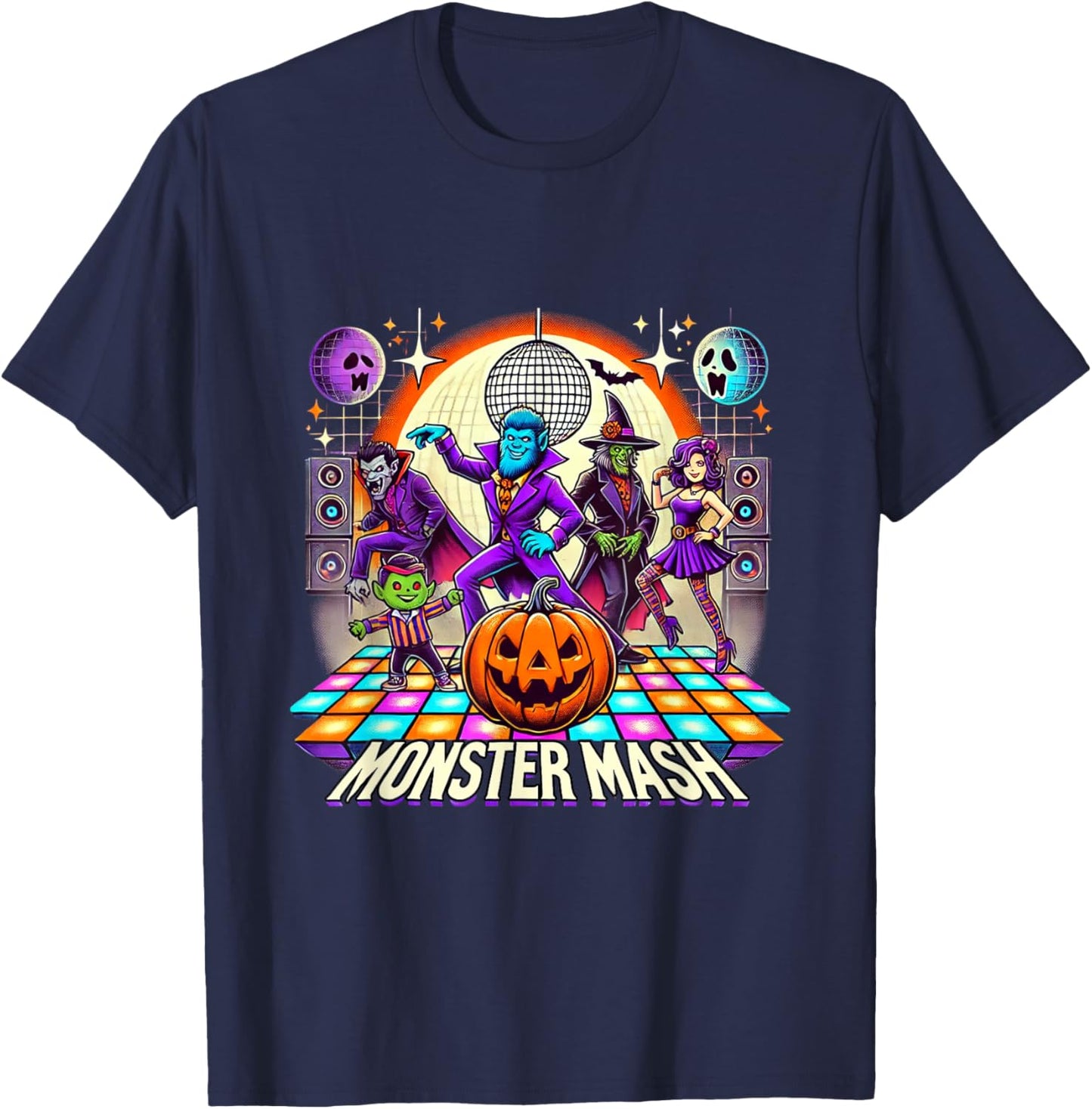 Monster Mash Vintage Ghost Halloween Funny T-Shirt - T-Shirt | Navy