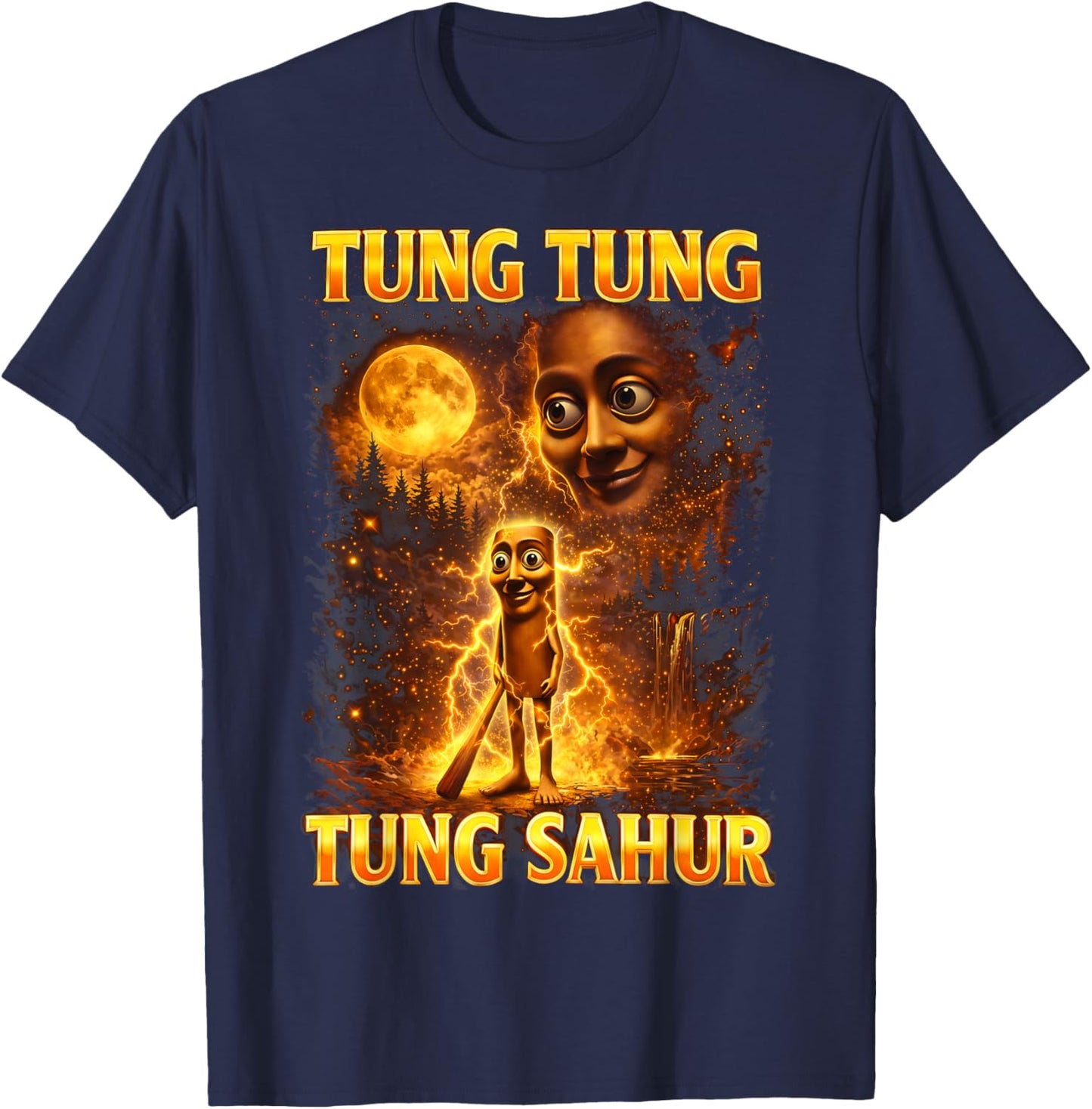 Italian Brainrot Meme Tung Tung Tung Sahur Gifts for Boy Kid T-Shirt - T-Shirt | Navy