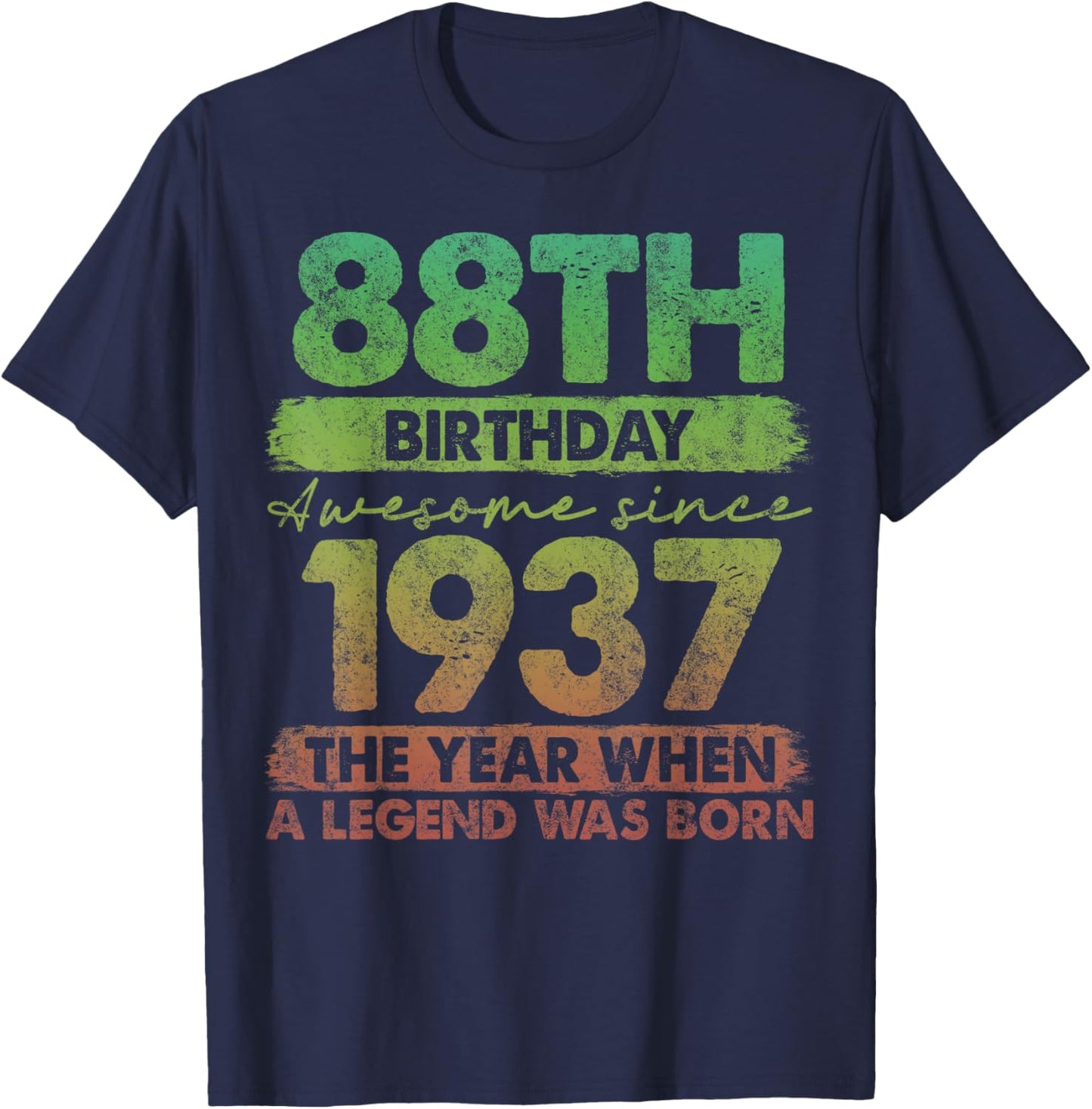 88 Year Old Gifts Vintage 1937 Limited Edition 88th Birthday T-Shirt - T-Shirt | Navy