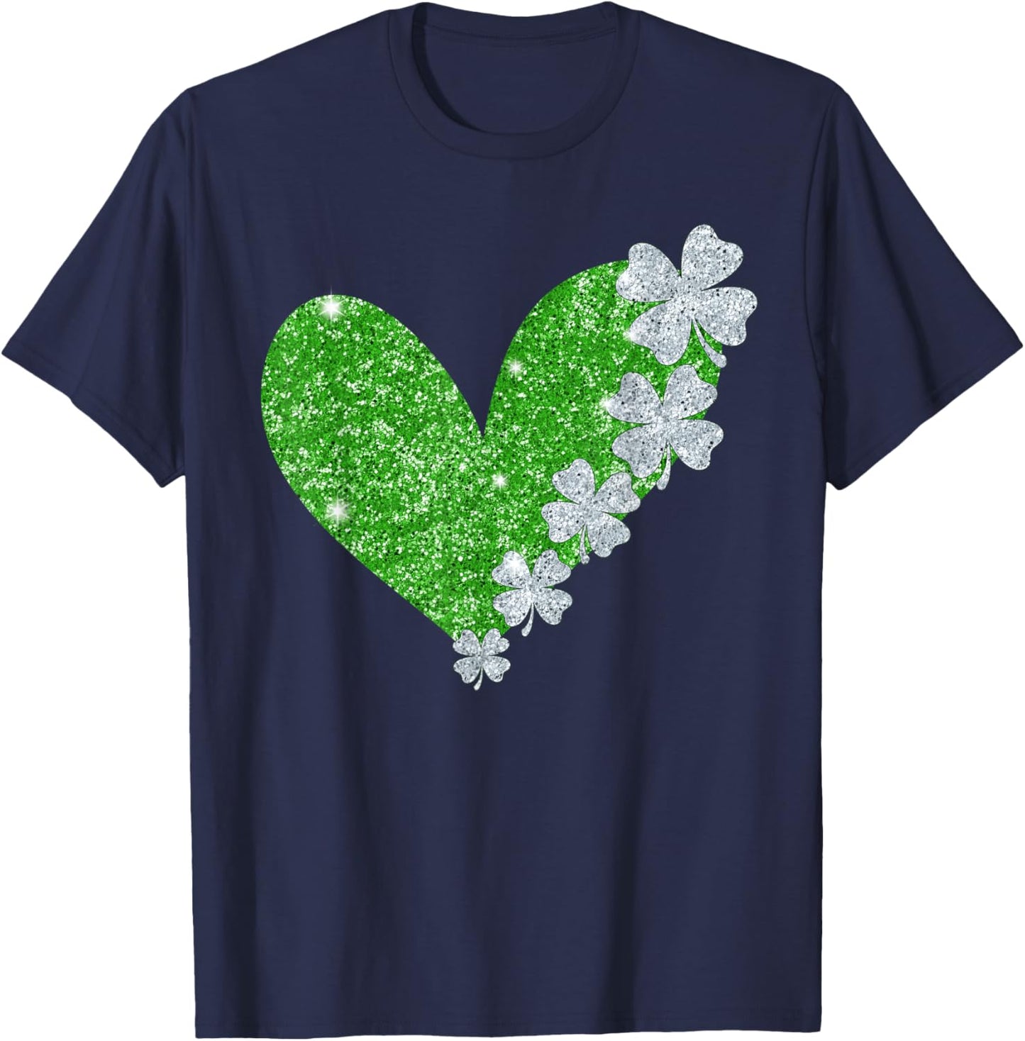 Heart Shamrock Irish Lucky St Patricks Day Girl T-Shirt - T-Shirt | Navy