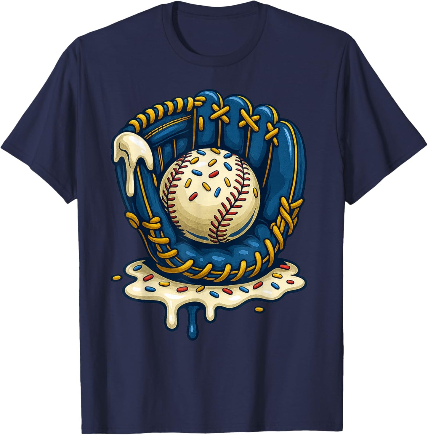 Baseball Drip Team for Boys Ice Cream Cool T-Shirt - T-Shirt | Navy