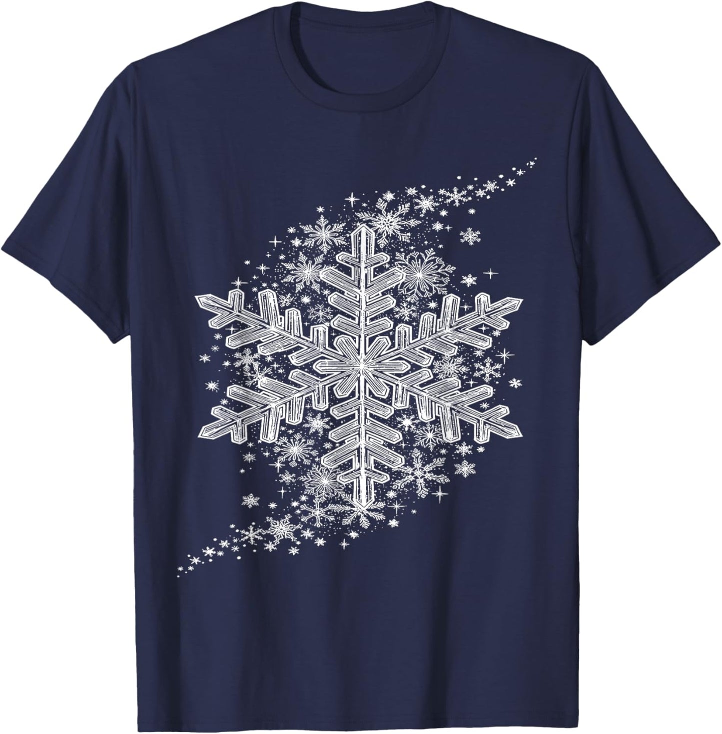 Winter Wonderland Snowflake Holiday Design Women Kids T-Shirt - T-Shirt | Navy