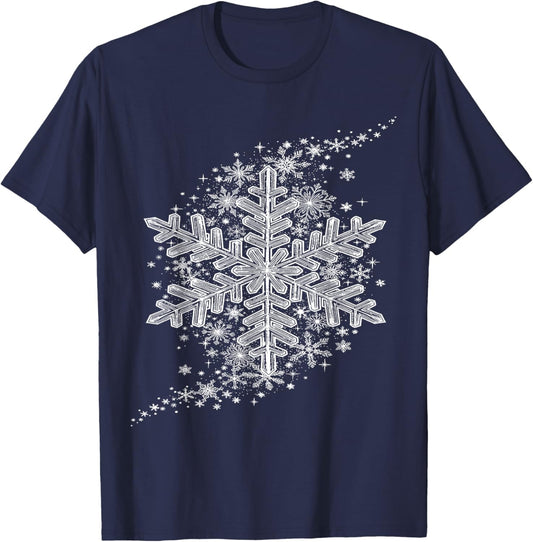 Winter Wonderland Snowflake Holiday Design Women Kids T-Shirt - T-Shirt | Navy