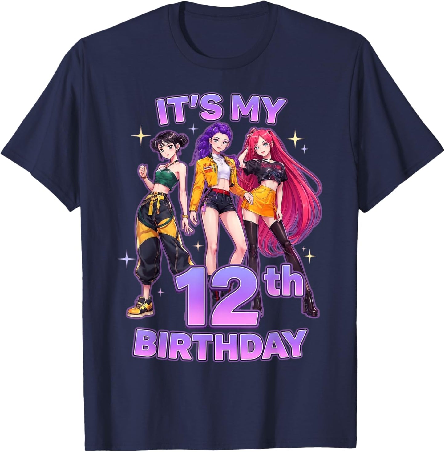 12 Jahre, Geburtstag, K-Pop, Kinder, 12. Geburtstag, Mädchen, K-Pop T-Shirt - T-Shirt | Navy