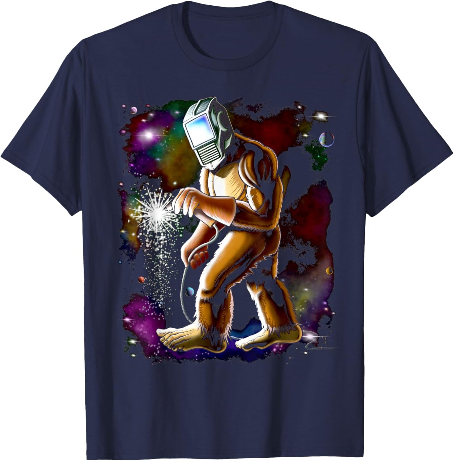 Bigfoot Welder Funny Sasquatch Welders Bigfoot Welding T-Shirt - T-Shirt | Navy