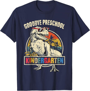 Goodbye Preschool Hello Kindergarten Graduation T Rex Boys T-Shirt - T-Shirt | Navy