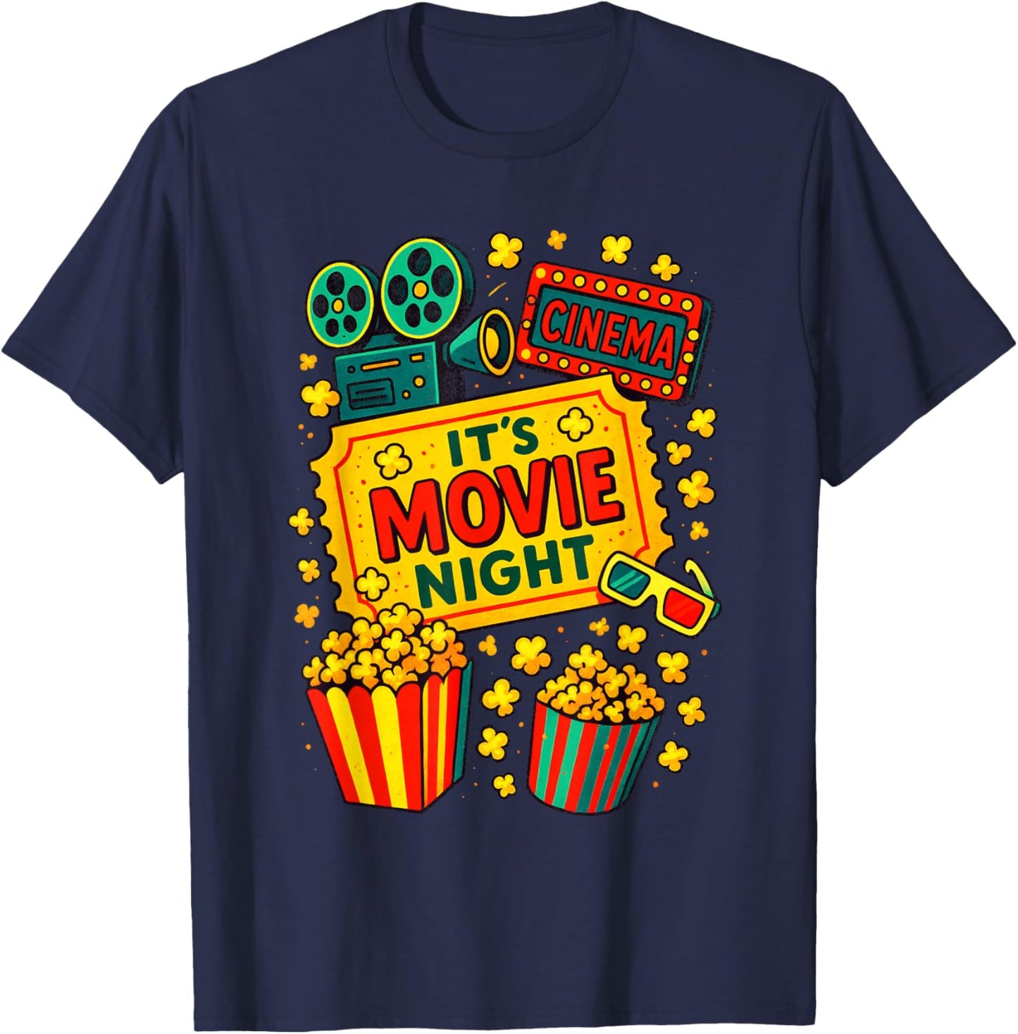 It's Movie Night - Cinema Popcorn Lover T-Shirt - T-Shirt | Navy