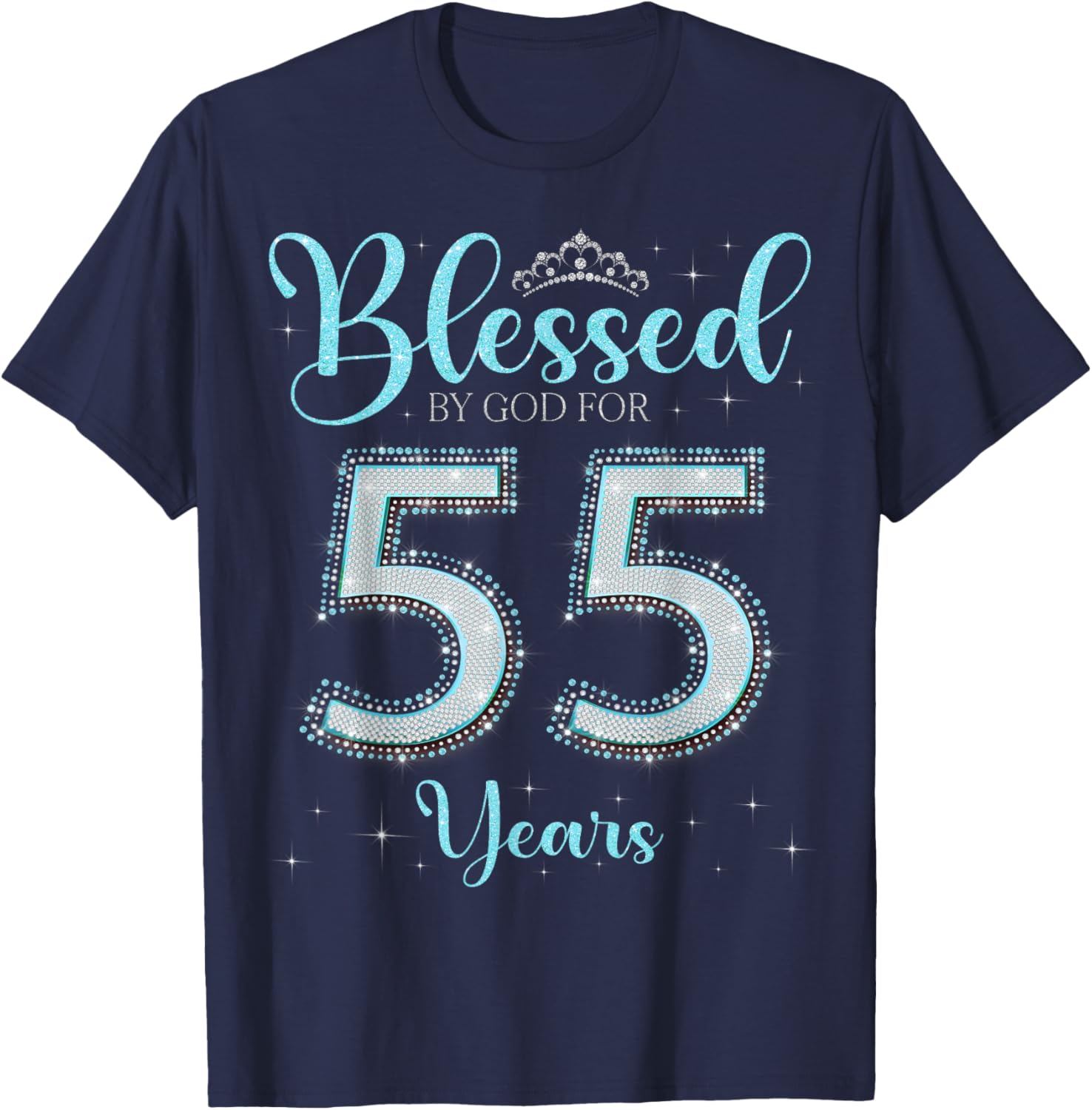 Blessed By God For 55 Years Old 55th Birthday 55th Bday T-Shirt - T-Shirt | Navy