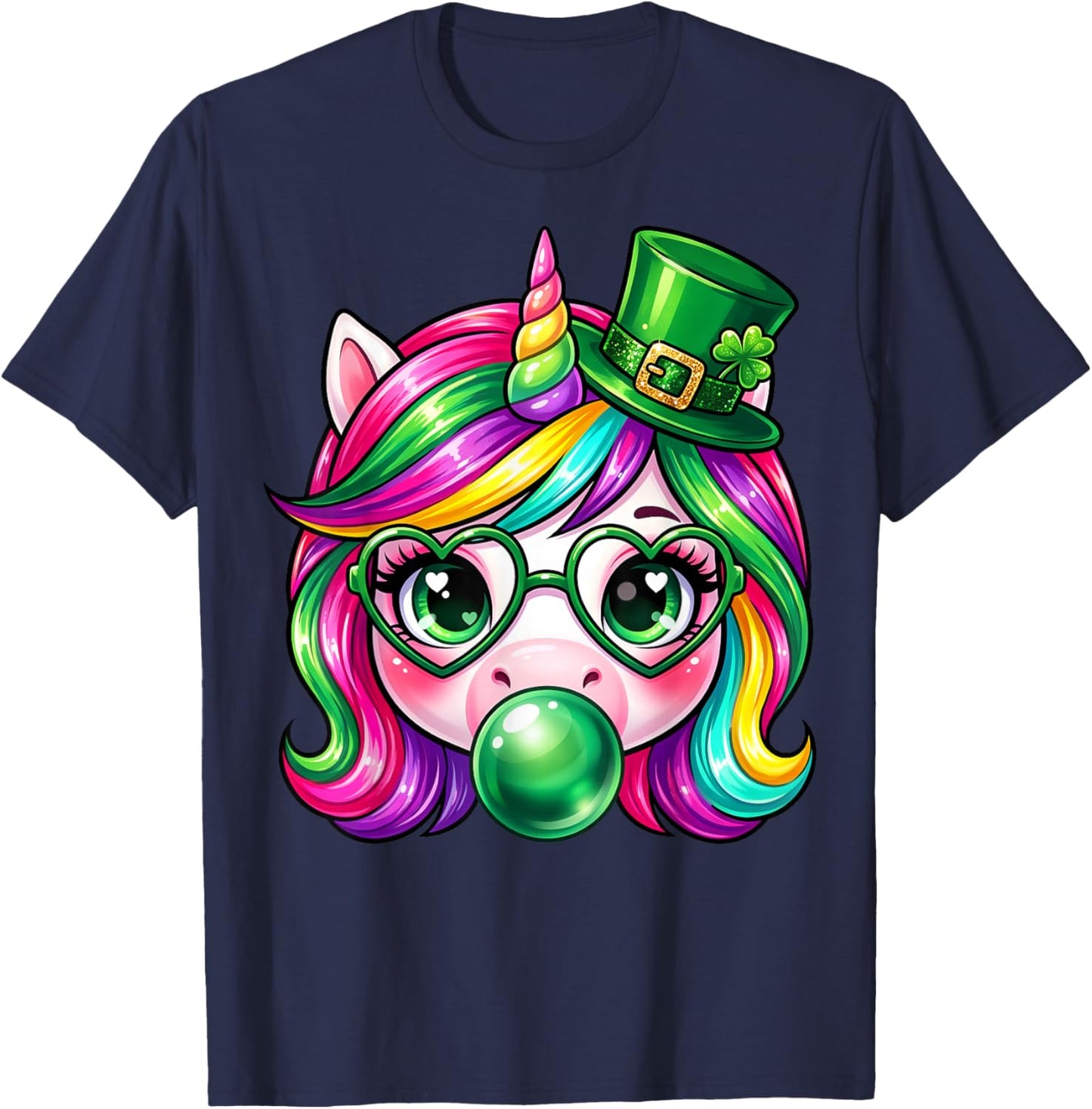 Cute Unicorn St Patrick's Day for Kids, Little Girls and Women T-Shirt - T-Shirt | Navy