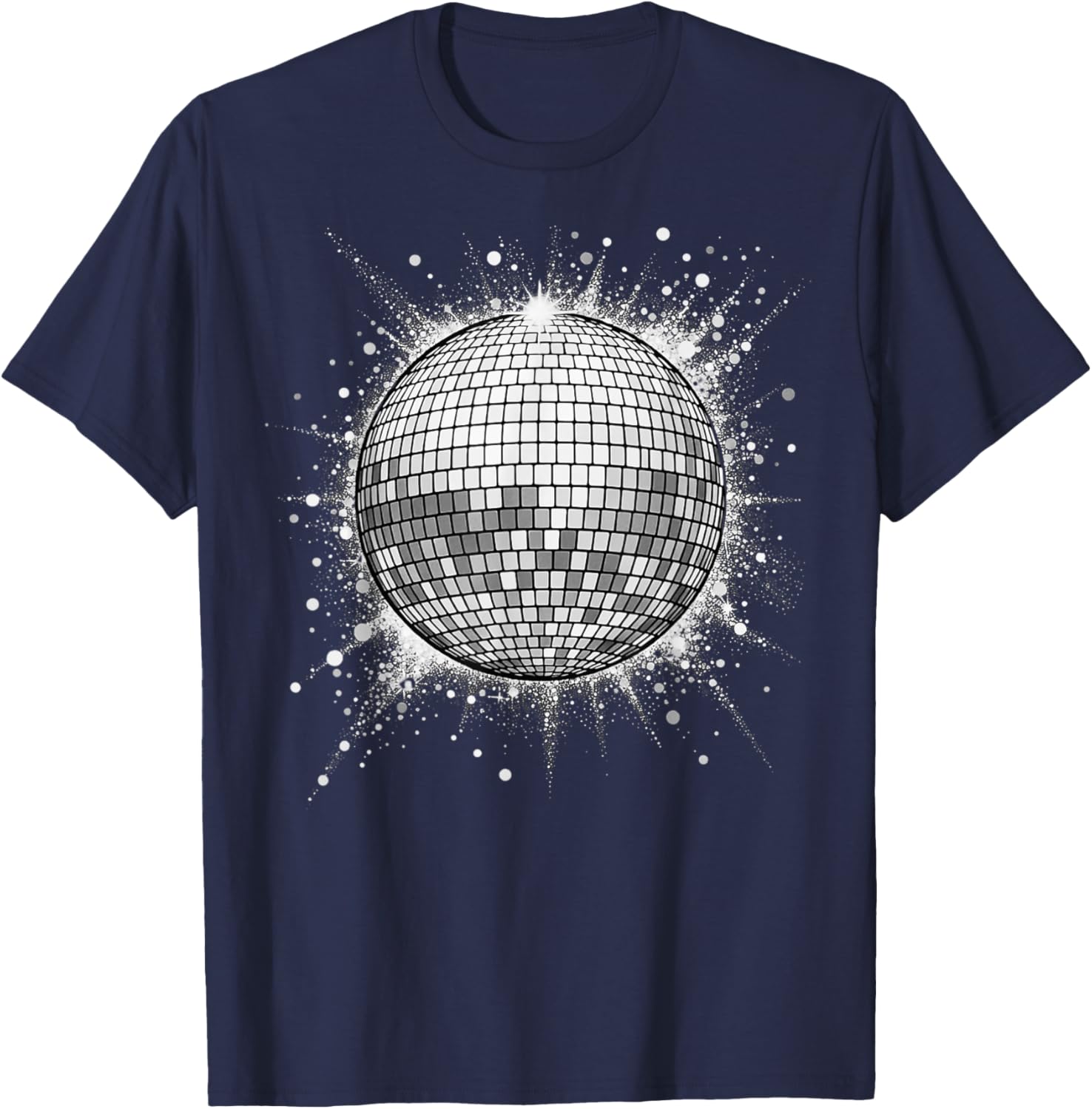 Black and White Disco Ball T-Shirt - T-Shirt | Navy