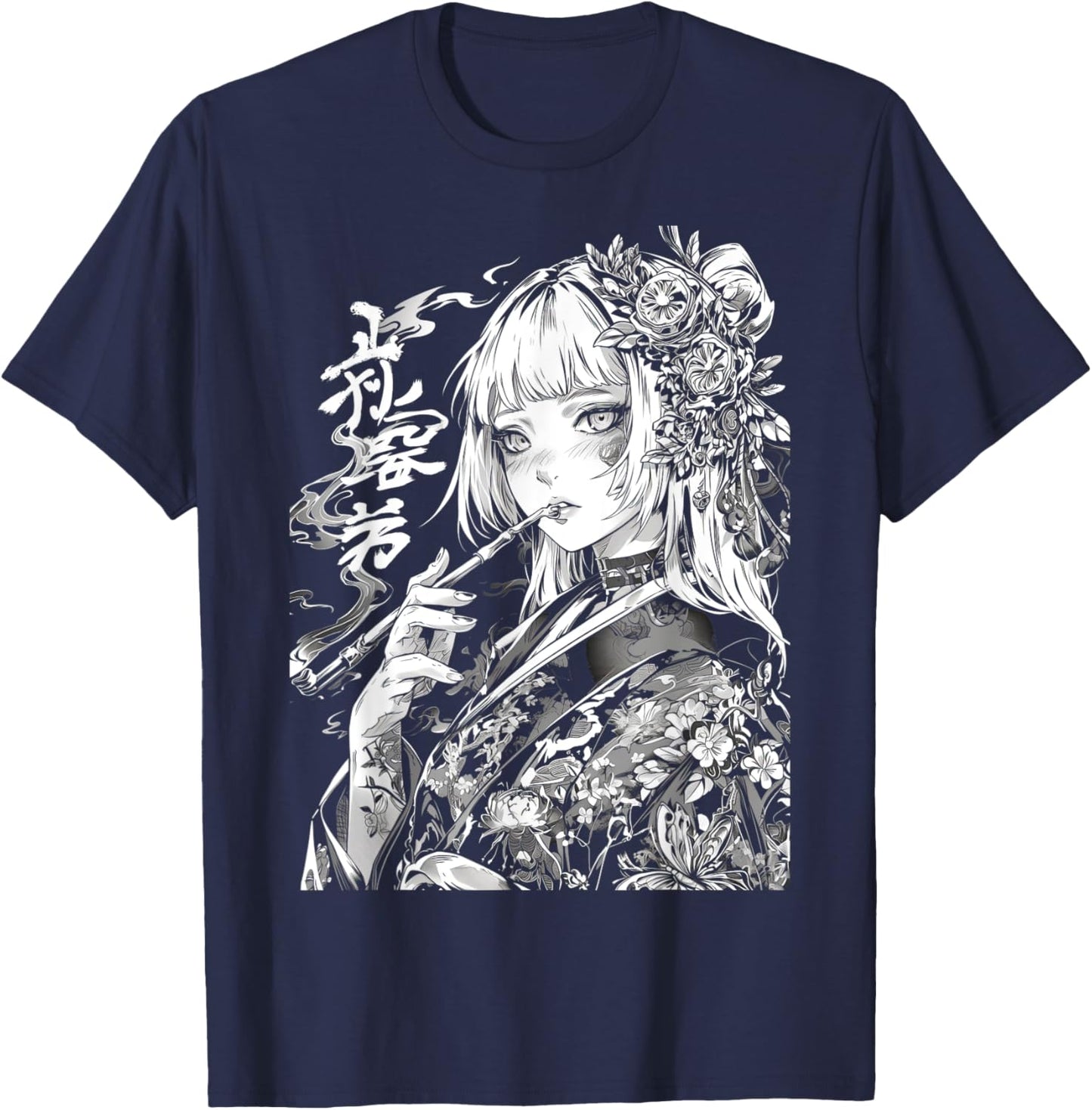 Waifu Anime Horror Girl Aesthetic T-Shirt - T-Shirt | Navy