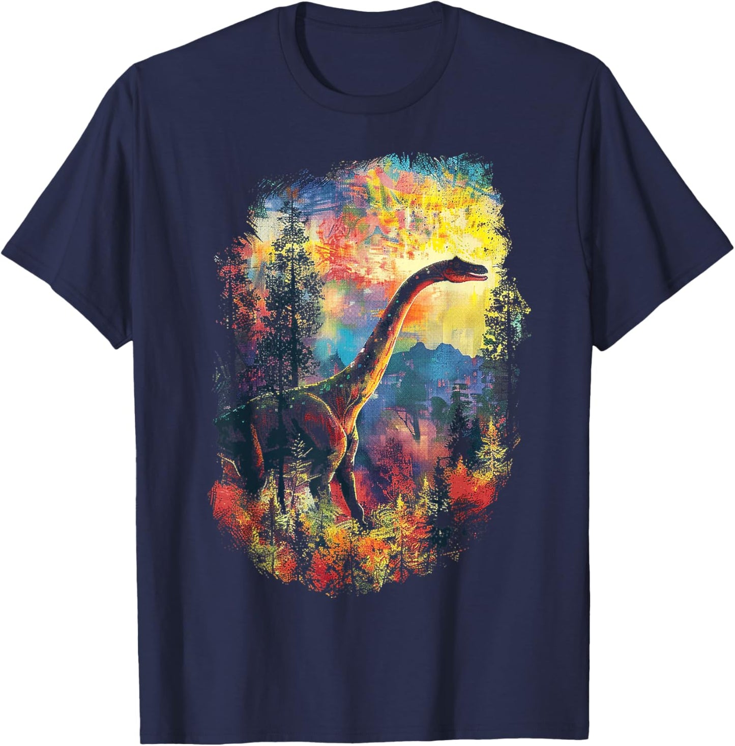 Apatosaurus Dinosaur Motif Artwork Apatosaurus T-Shirt - T-Shirt | Navy
