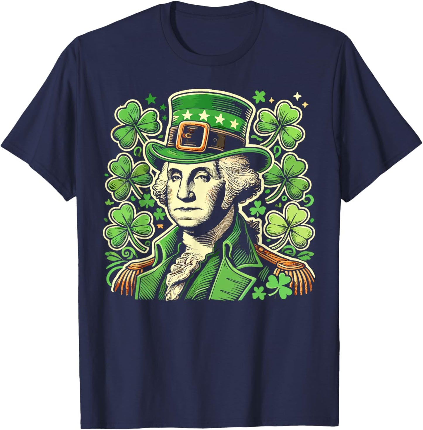 Men Women George Washington Funny St Patricks Day Patriotic T-Shirt - T-Shirt | Navy
