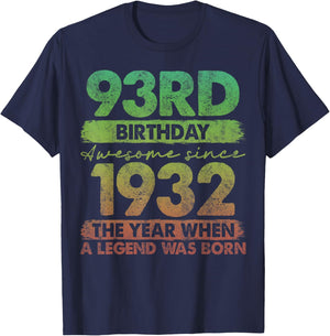 93 Year Old Gifts Vintage 1932 Limited Edition 93rd Birthday T-Shirt - T-Shirt | Navy
