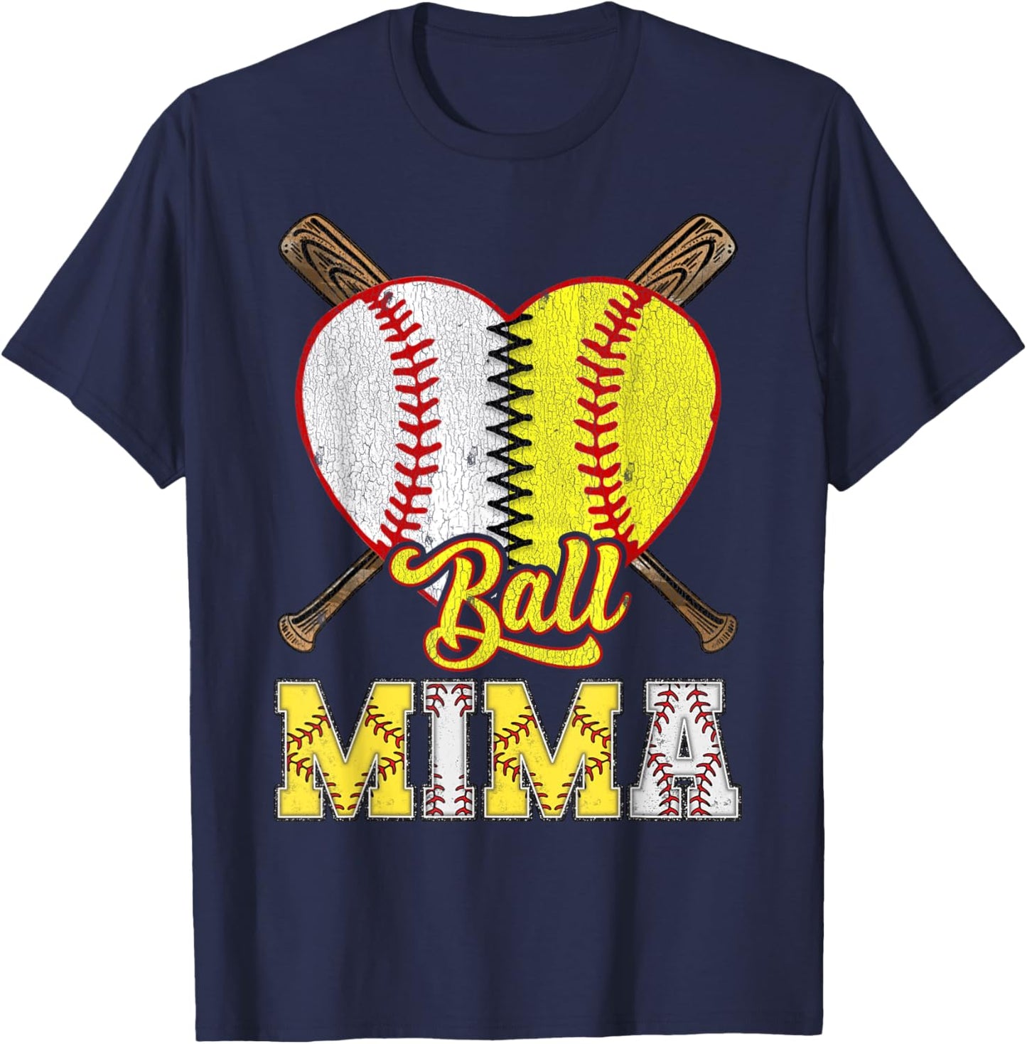 Mima Of Both Ball Mima Half Baseball Softball T-Shirt - T-Shirt | Navy