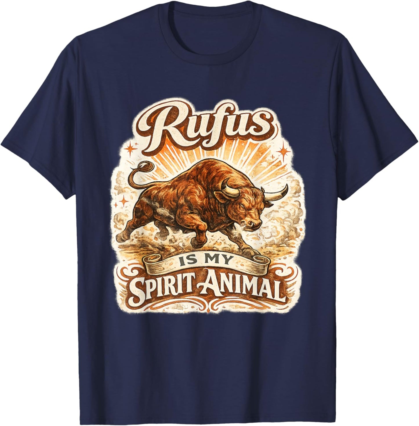 Rufus The Bull Rufus is My Spirit Animal T-Shirt - T-Shirt | Navy
