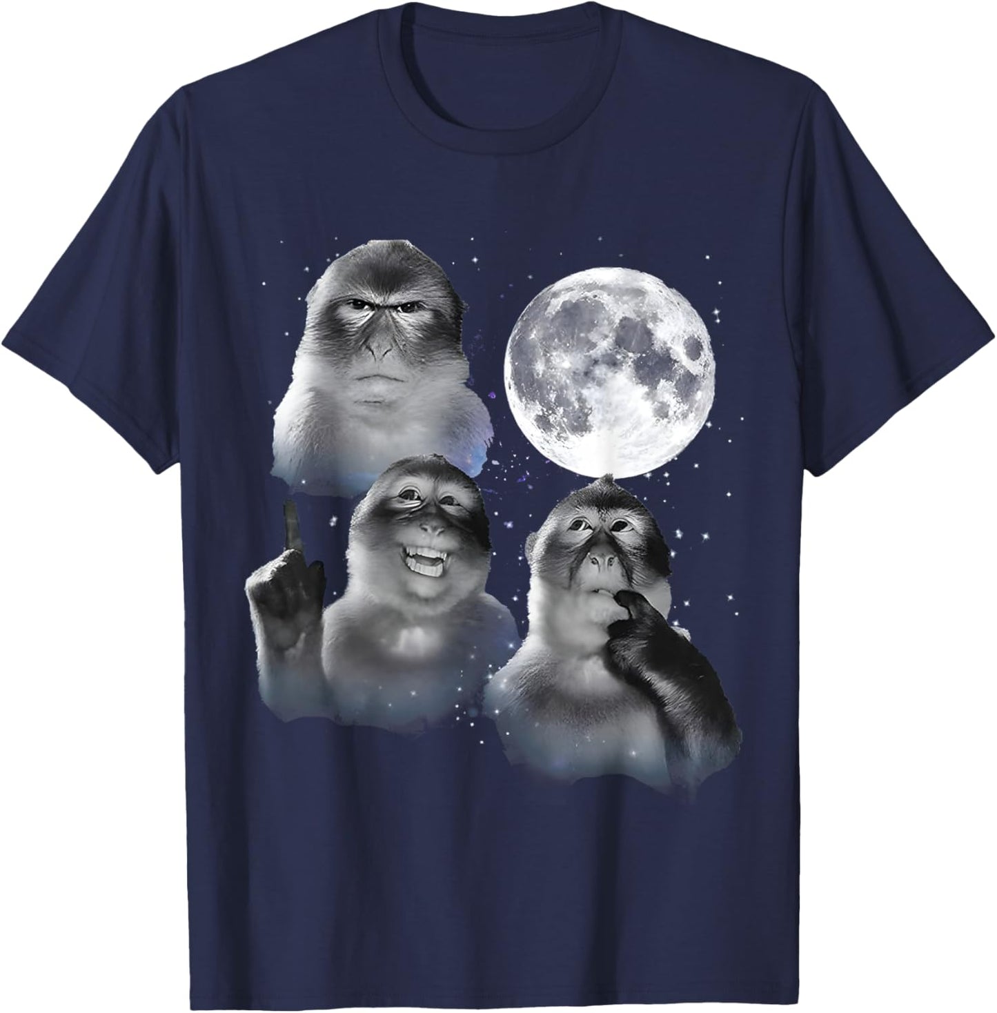 Thinking Monkey Meme Moon Funny Men Woman Kids T-Shirt - T-Shirt | Navy