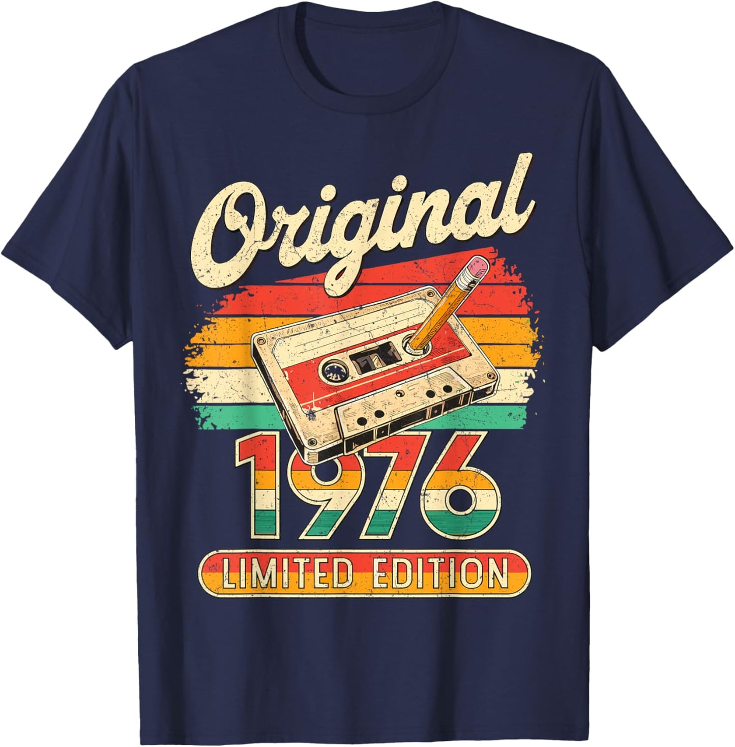 50th Birthday Man Woman 50 Years Deco 1976 Funny Gift T-Shirt - T-Shirt | Navy