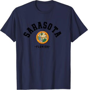 Sarasota Vacation Floride Sarasota Cadeau Gulf Beach Life Manche Longue T-Shirt - T-Shirt | Navy