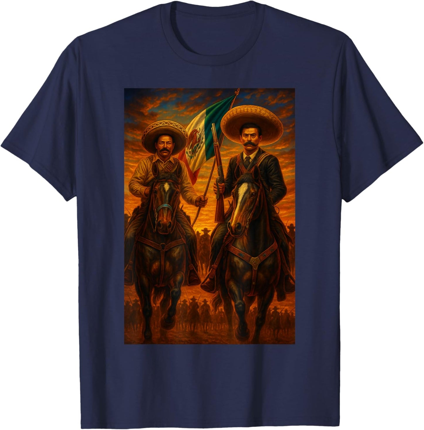Zapata Villa CABALLOS Sunset T-Shirt - T-Shirt | Navy