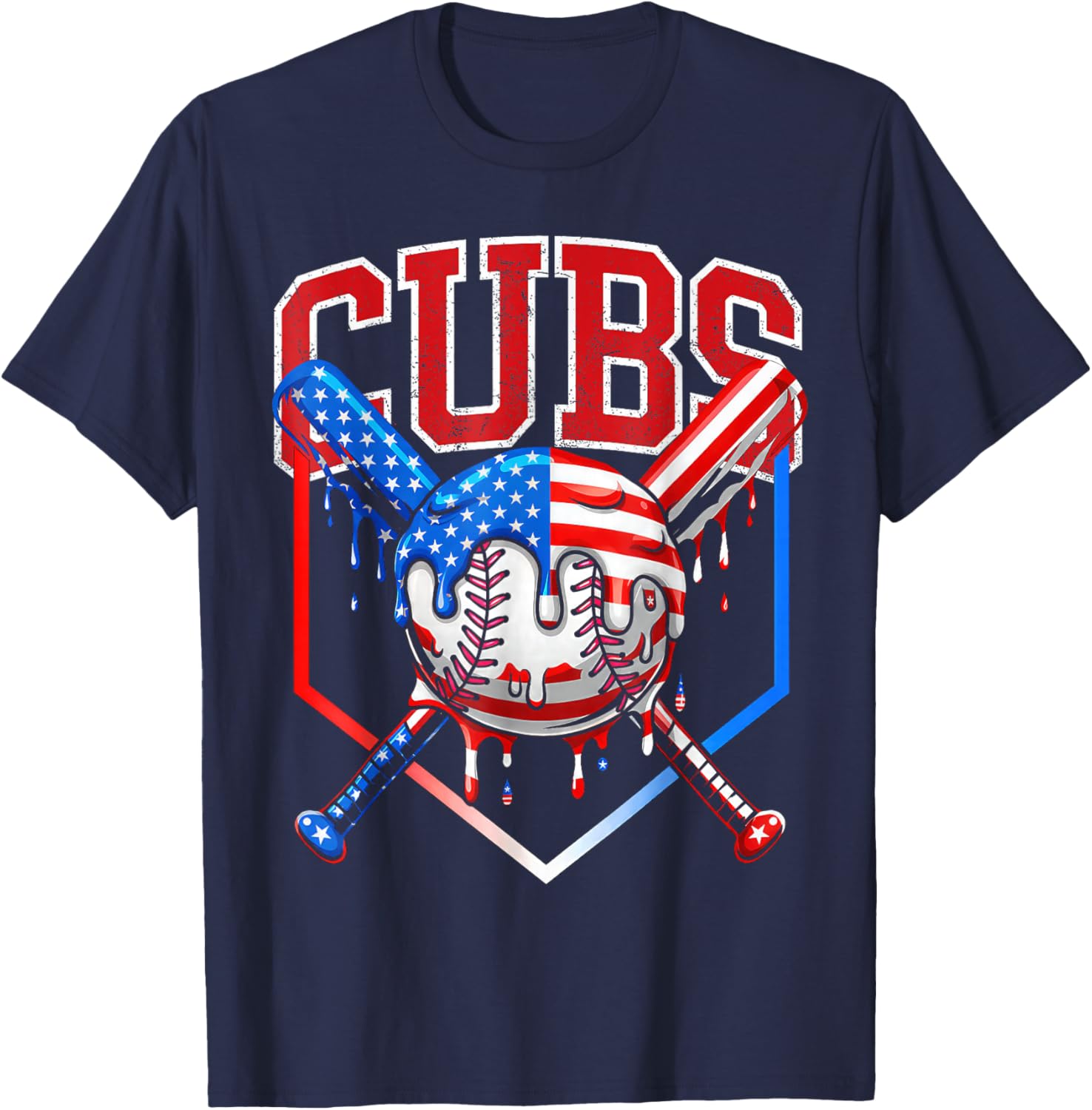 Vintage Cubs Name Personalized Retro Women Kid T-Shirt - T-Shirt | Navy