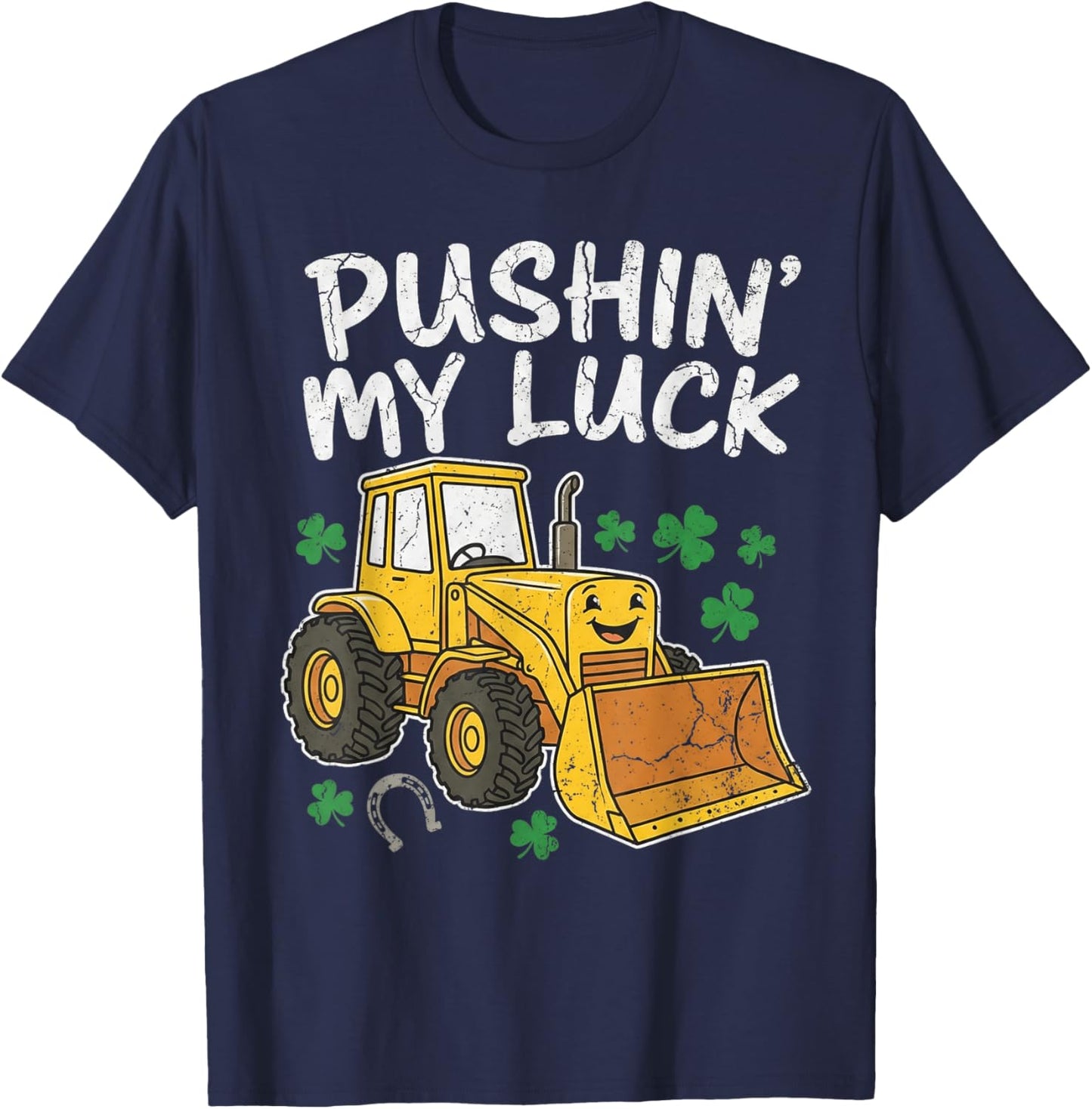 Funny St Patricks Day Toddler Boys Kids Truck Pushin My Luck T-Shirt - T-Shirt | Navy