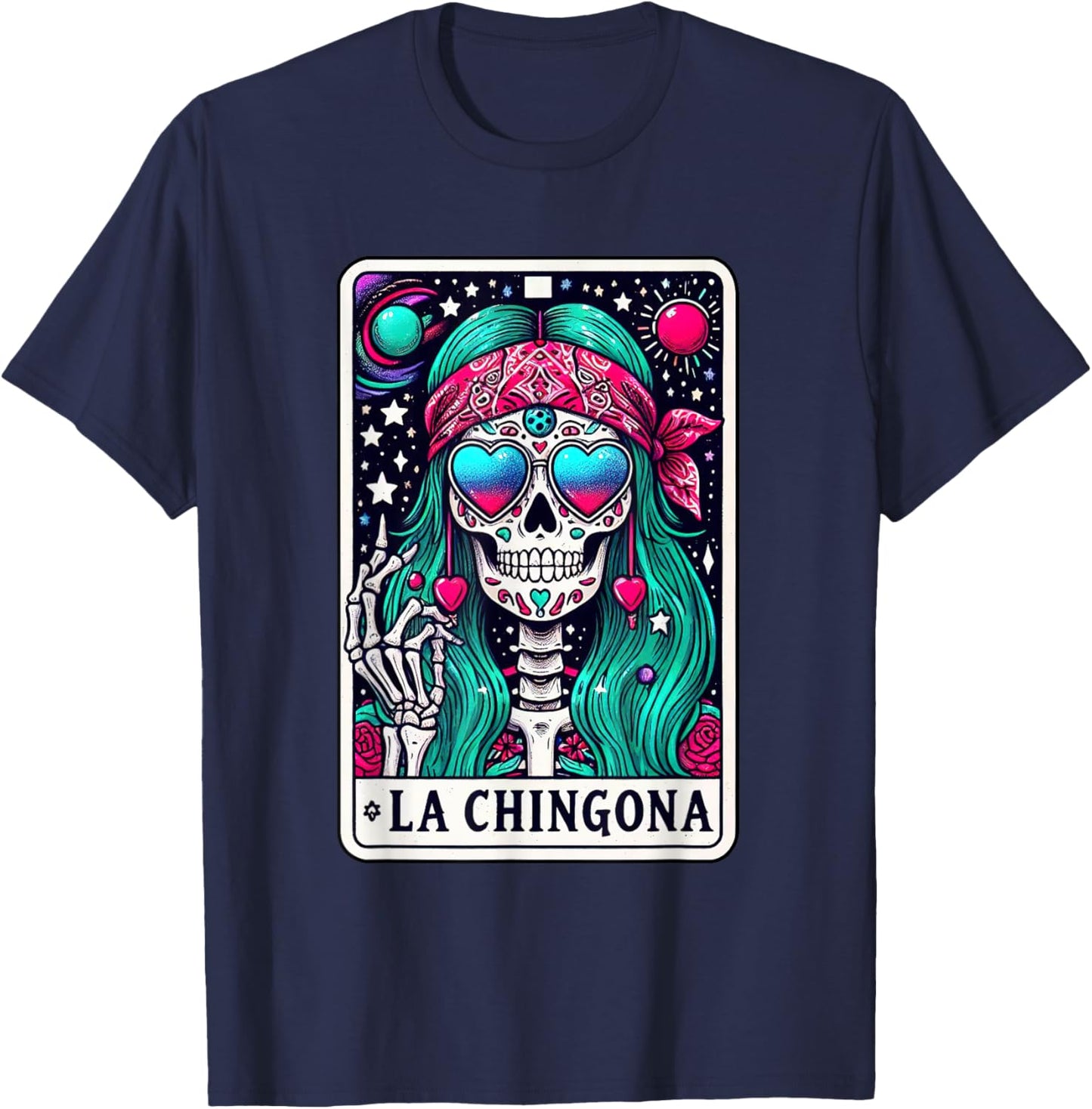 La Chingona Tarot Card Skeleton Latina Mexican Spanish Women T-Shirt - T-Shirt | Navy