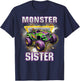 Monster Truck Sister Monster Truck Are My Jam Truck Lovers T-Shirt - T-Shirt | Navy