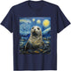 Cute Seal Sea Lion - Van Gogh Style - Starry Night Graphic T-Shirt - T-Shirt | Navy