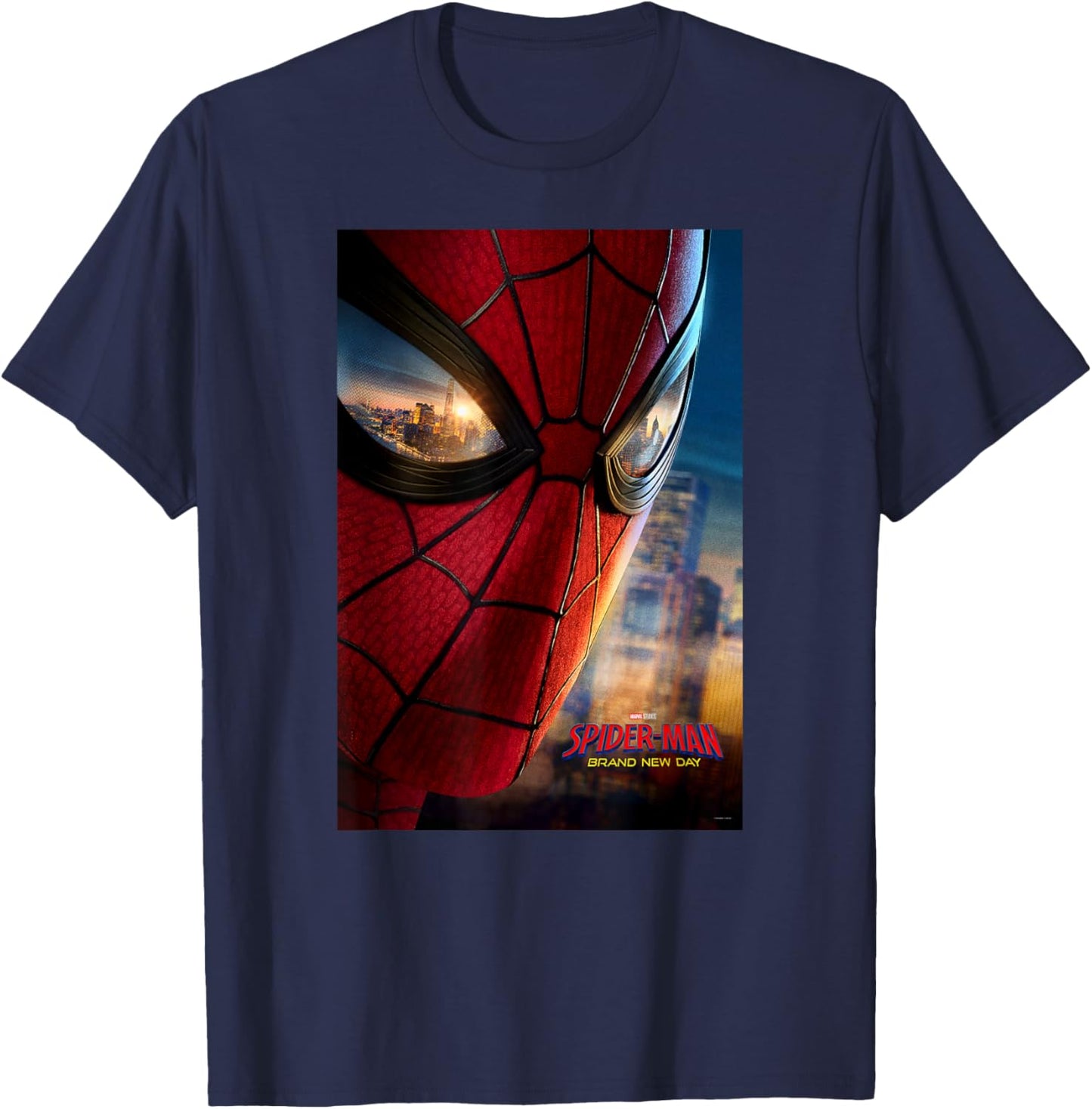 Marvel Studios Spider-Man Day Mask Eyes Poster T-Shirt - T-Shirt | Navy