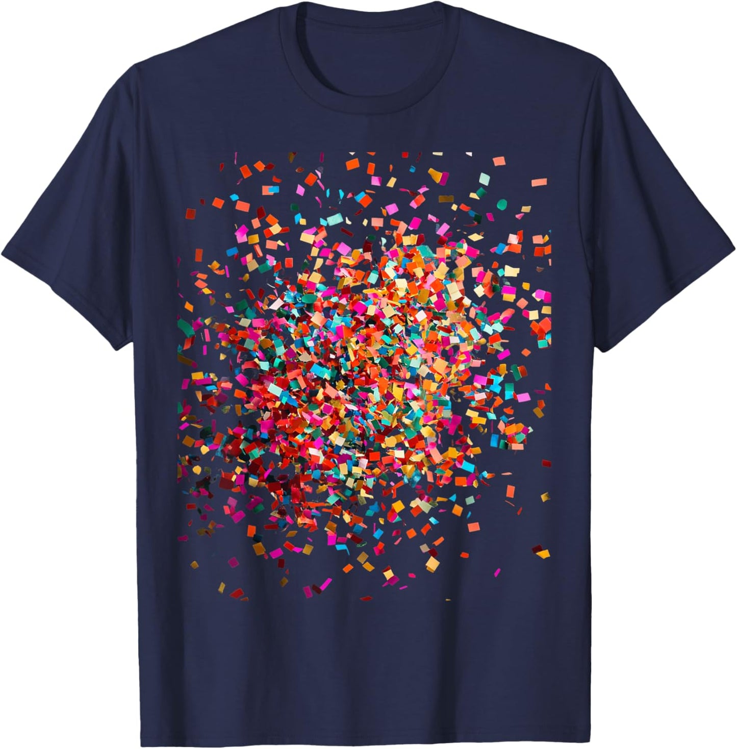 Confetti Explosion Celebration Pattern T-Shirt - T-Shirt | Navy