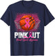 Pink Out Breast Cancer Awareness Basketball Leopard Bleached T-Shirt - T-Shirt | Navy