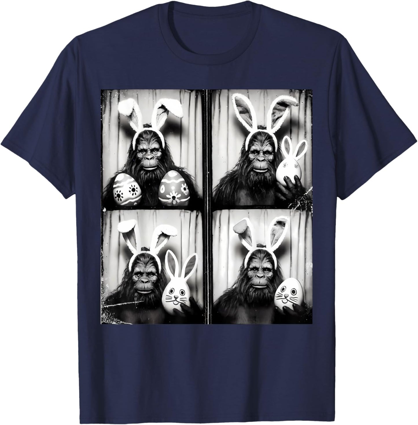 Funny Bigfoot Easter Photobooth – Sasquatch Bunny T-Shirt - T-Shirt | Navy