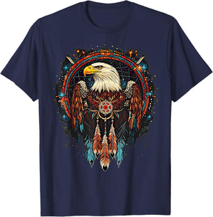 Native American Style Eagle Dream Catcher Indigenous Indian T-Shirt - T-Shirt | Navy