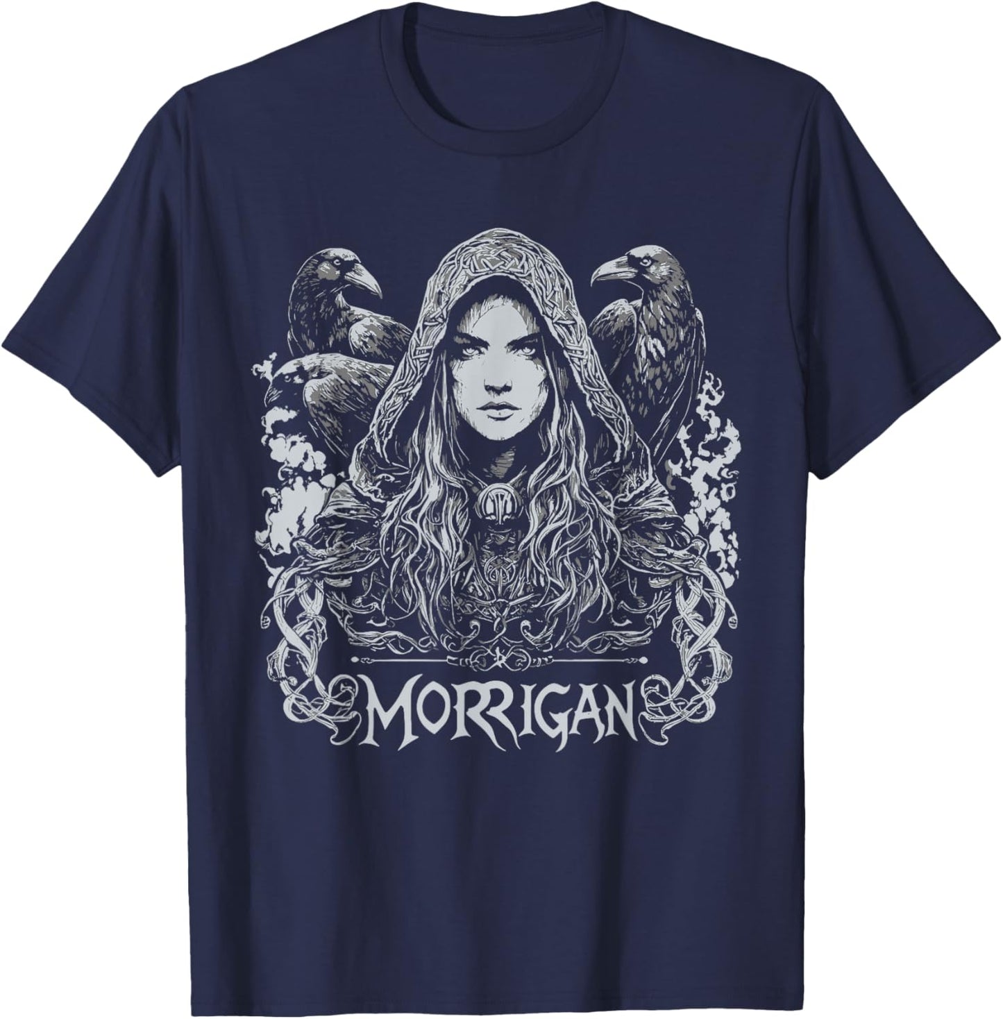 Dark Goddess The Morrigan Celtic Goddess Dark Pagan Raven T-Shirt - T-Shirt | Navy
