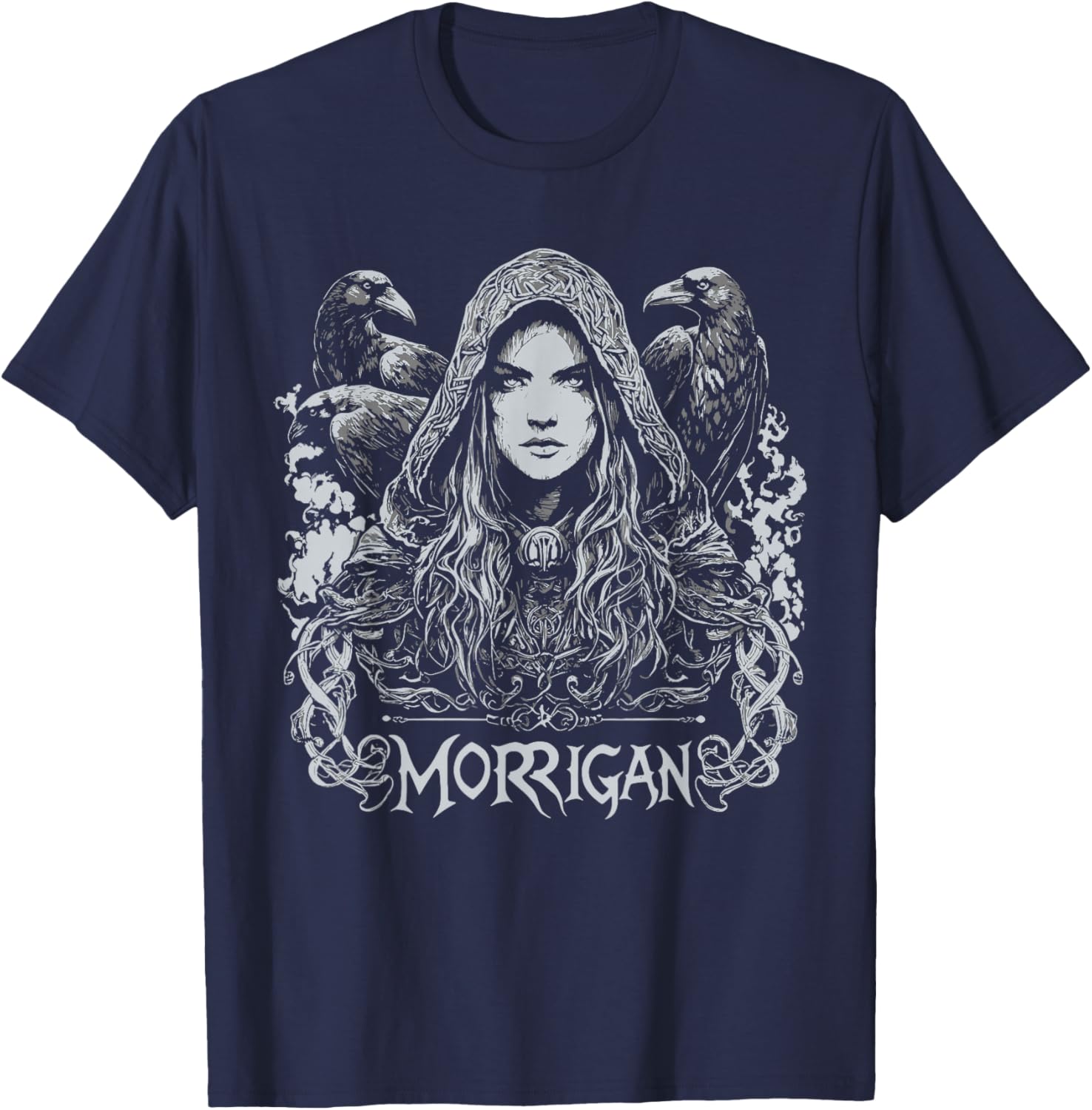 Dark Goddess The Morrigan Celtic Goddess Dark Pagan Raven T-Shirt - T-Shirt | Navy