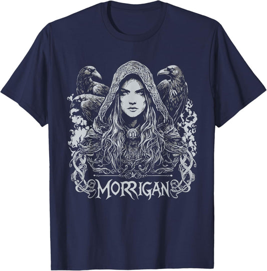 Dark Goddess The Morrigan Celtic Goddess Dark Pagan Raven T-Shirt - T-Shirt | Navy