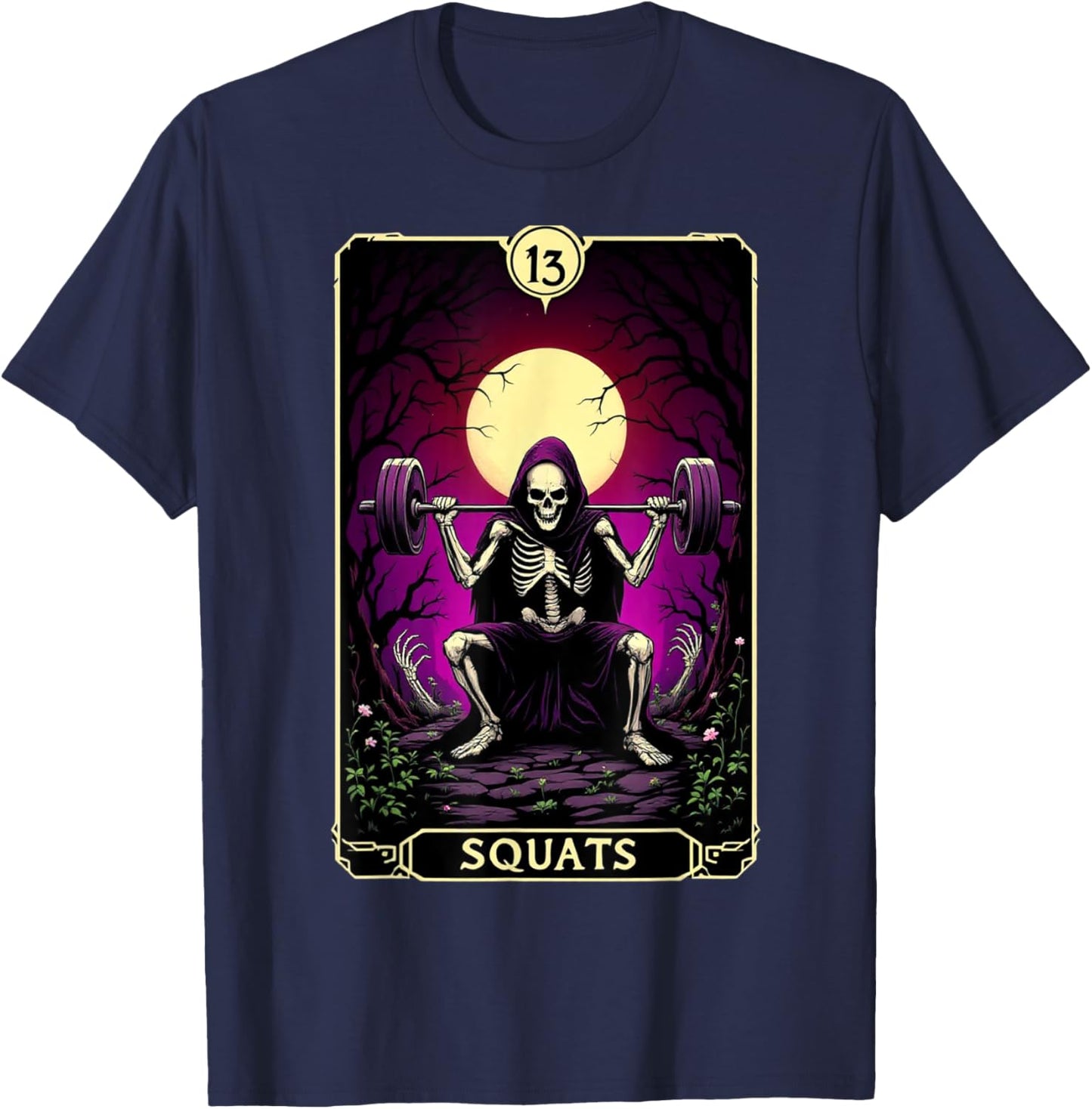 Funny Tarot Card Squats Gym Occult Workout Fitness T-Shirt - T-Shirt | Navy