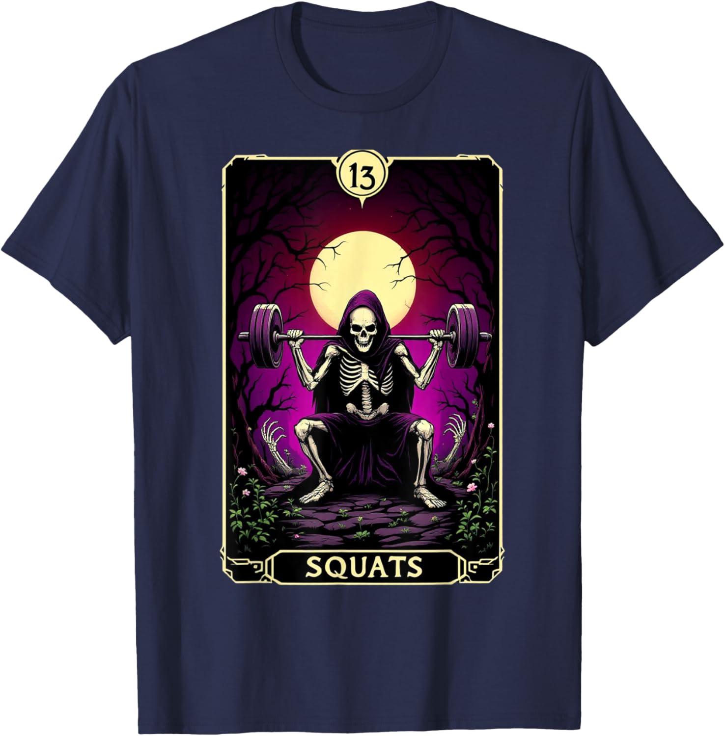 Funny Tarot Card Squats Gym Occult Workout Fitness T-Shirt - T-Shirt | Navy