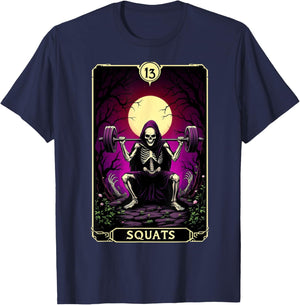 Funny Tarot Card Squats Gym Occult Workout Fitness T-Shirt - T-Shirt | Navy