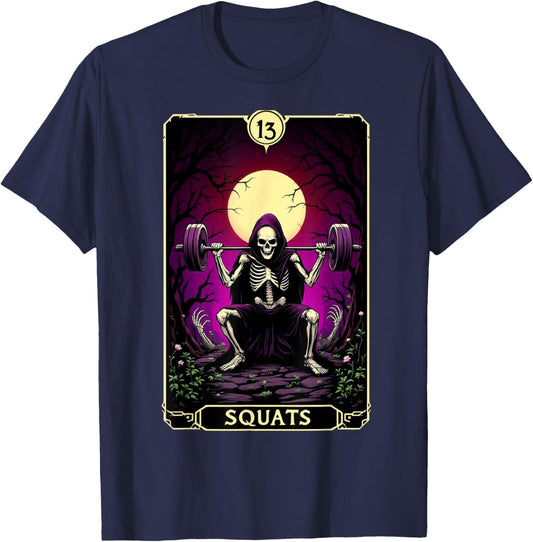 Funny Tarot Card Squats Gym Occult Workout Fitness T-Shirt - T-Shirt | Navy
