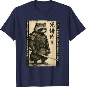Graphique Anime pour Homme, samouraï Japonais Raton Laveur T-Shirt - T-Shirt | Navy