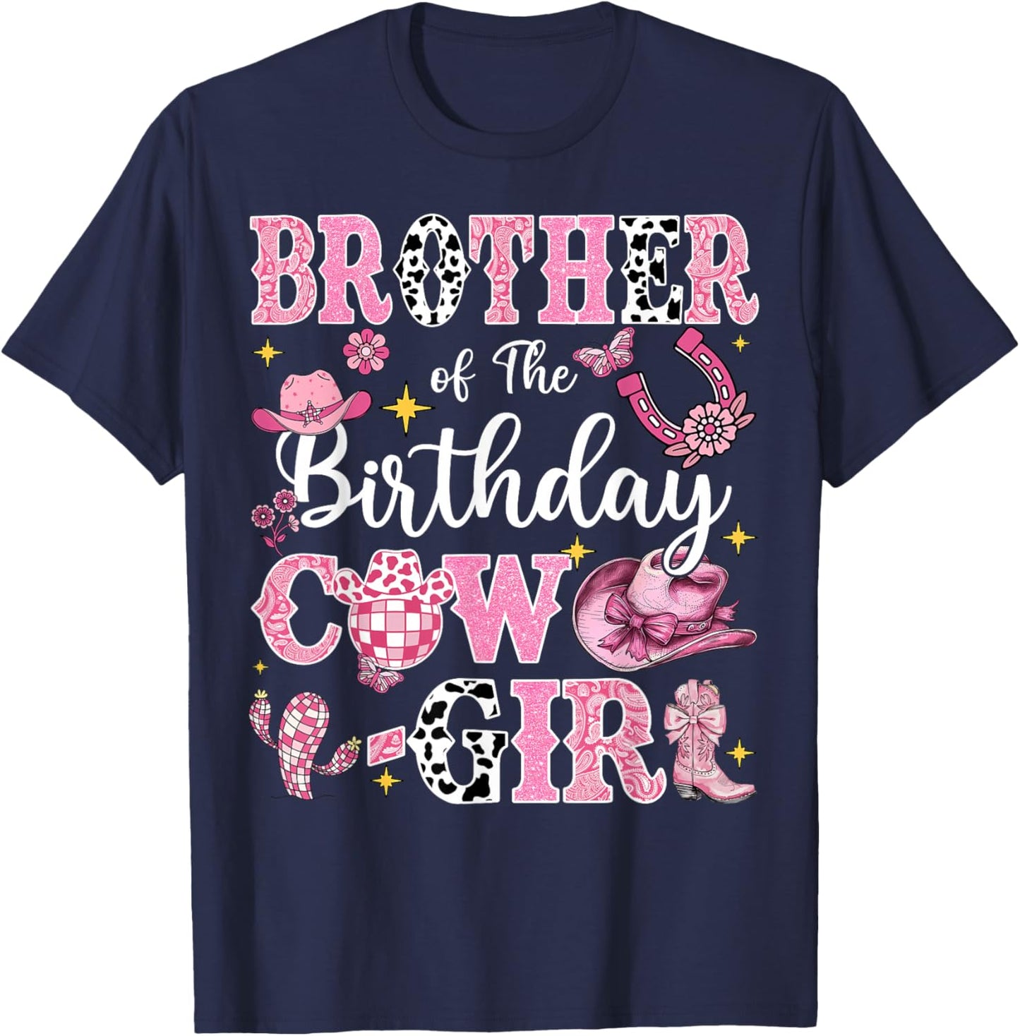 Brother Of The Birthday Cow-Girl Rodeo Brother Bday Party T-Shirt - T-Shirt | Navy