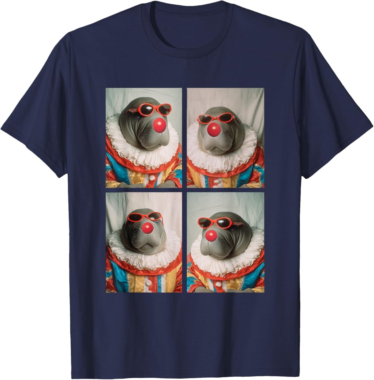 Cute Manatees with Sunglasses Clown Animal Kidcore Halloween T-Shirt - T-Shirt | Navy