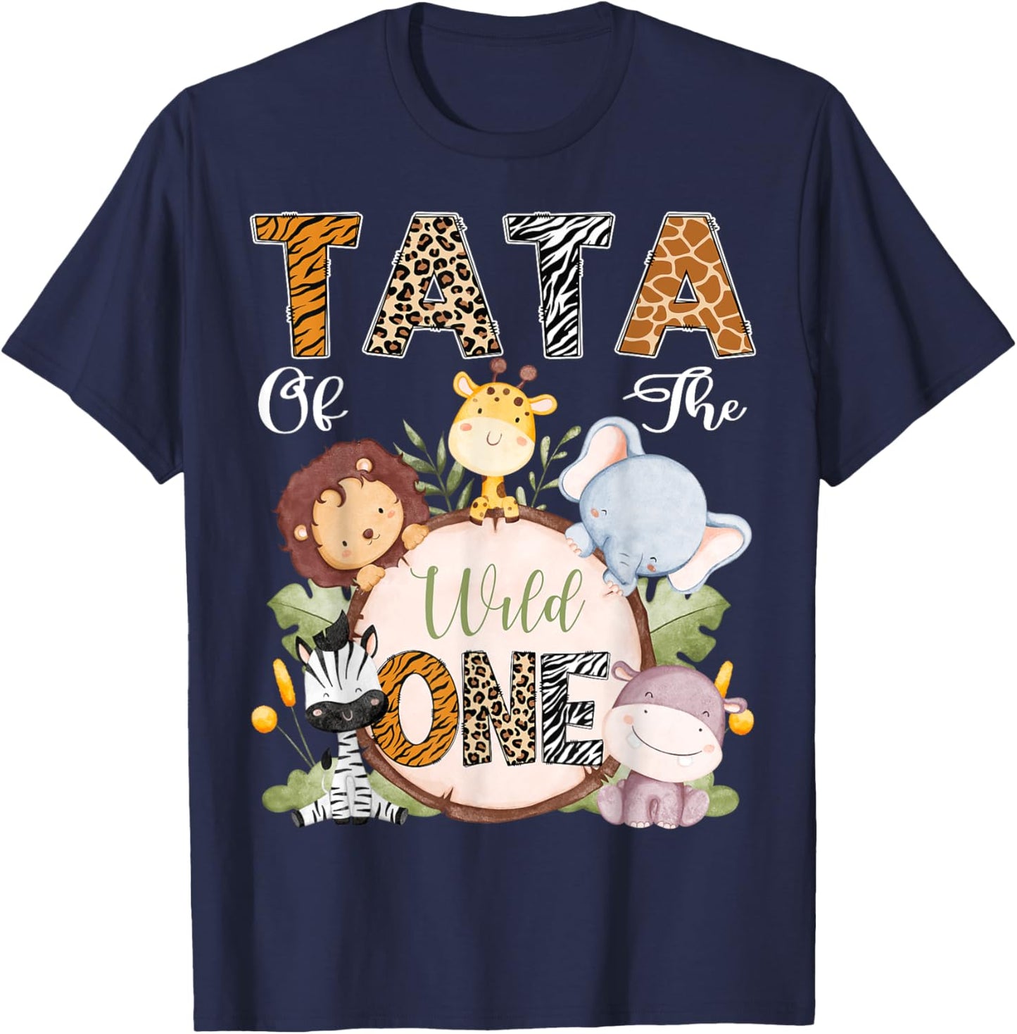 Tata Of The Wild One 1St Birthday Safari Woodland T-Shirt - T-Shirt | Navy