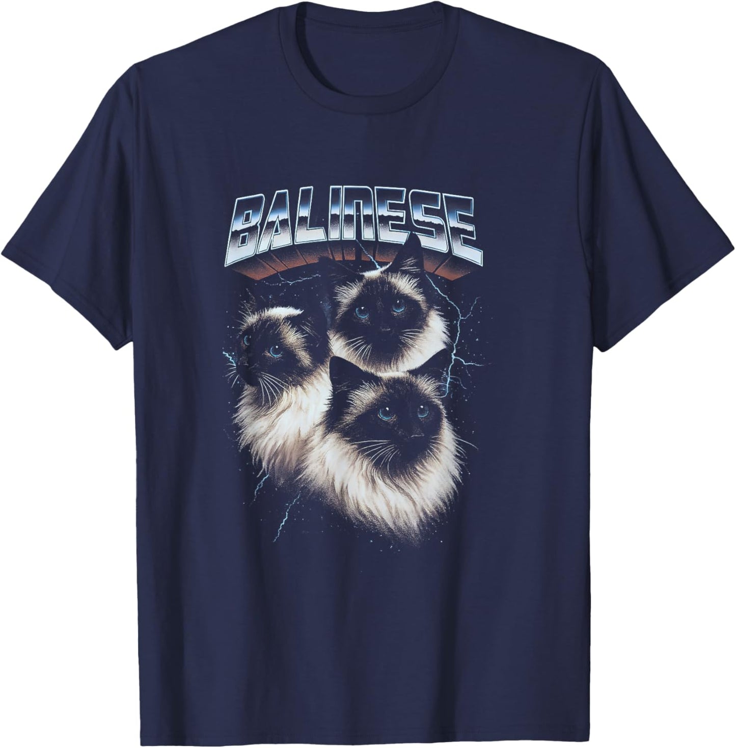 Cosmic Balinese Cats T-Shirt - T-Shirt | Navy